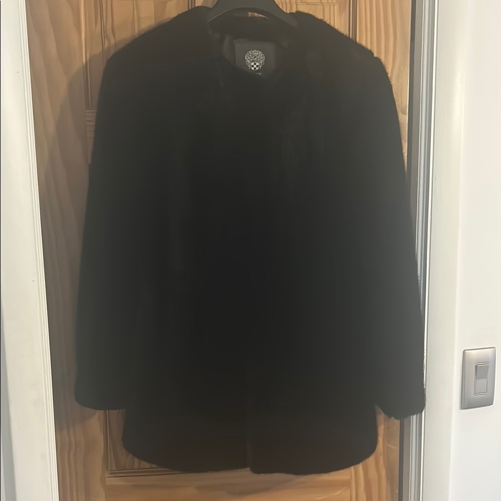 EUC Vince Camuto Black Teddy Faux Fur Jacket Cozy Chic Outerwear/size Medium